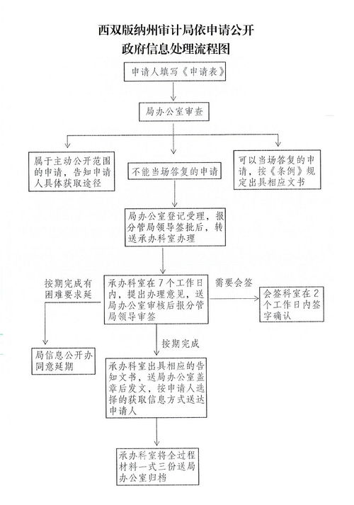 西雙版納州審計局依申請公開政府信息處理流程圖及其信息系統集成服務